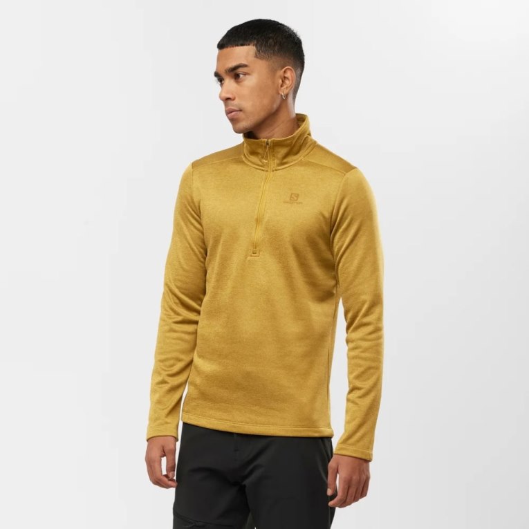 Gold Salomon Essential Lightwarm Seamless Half Zip Men\'s Sweatshirt | PH 95724C